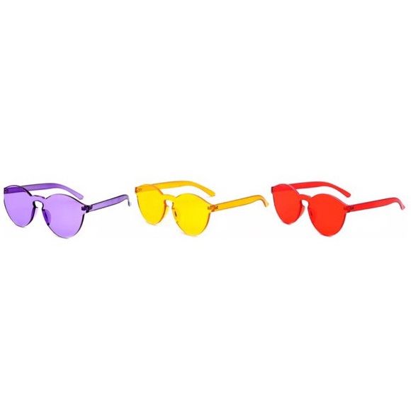 RETRO UNISEX TRANSPARENT FRAMELESS UV SUNGLASSES - Picture 3 of 3
